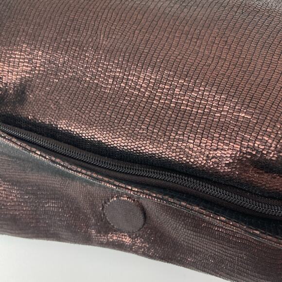 Adrienne Vittandini Bronze Metallic Fabric Evening Bag Clutch New - Picture 9 of 16